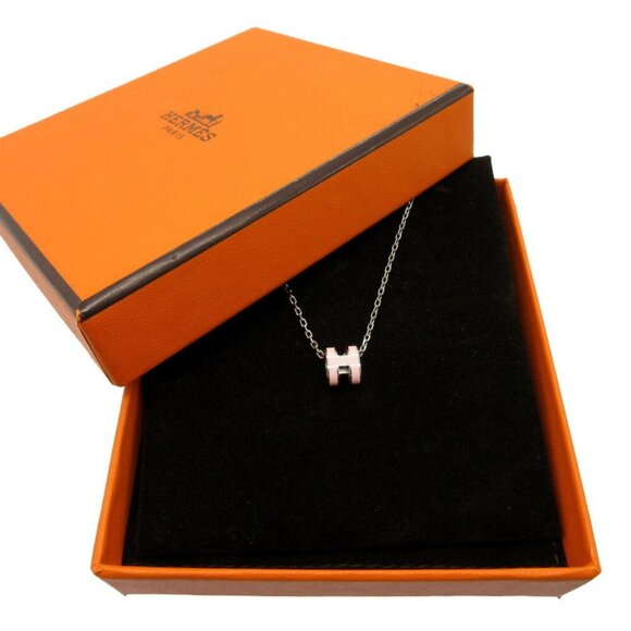 HERMES Pop Ash Mini Necklace Pink/Silver 1635 - Picture 3 of 5
